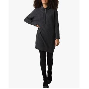 Prana Gray Charcoal Milani Sweater Dress Womens XS Drawstring Cowl Neck Bodycon